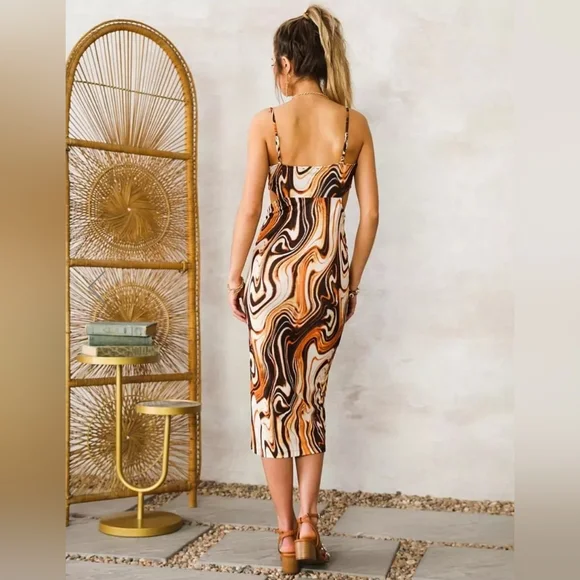 Endless Blue Marble Fitted midi dress - Picture 2 of 11